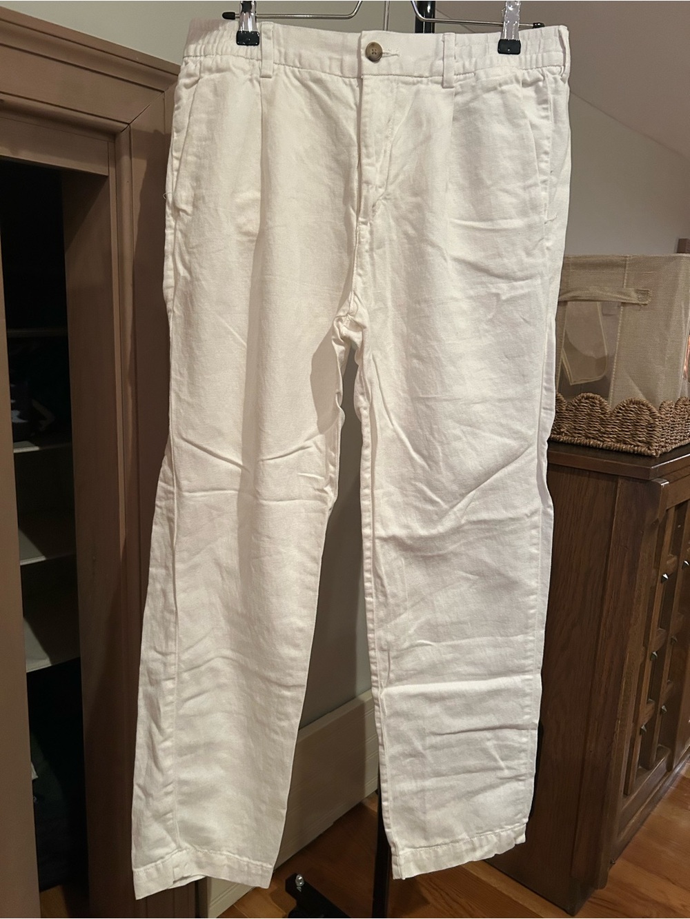 H&M Men’s White Linen Blend Pants Size Small Regular Fit